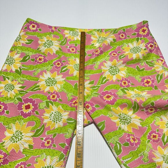 Lilly Pulitzer Vintage Captis Pants Size 12 Alligator Floral Print Textured Bows - Picture 8 of 11